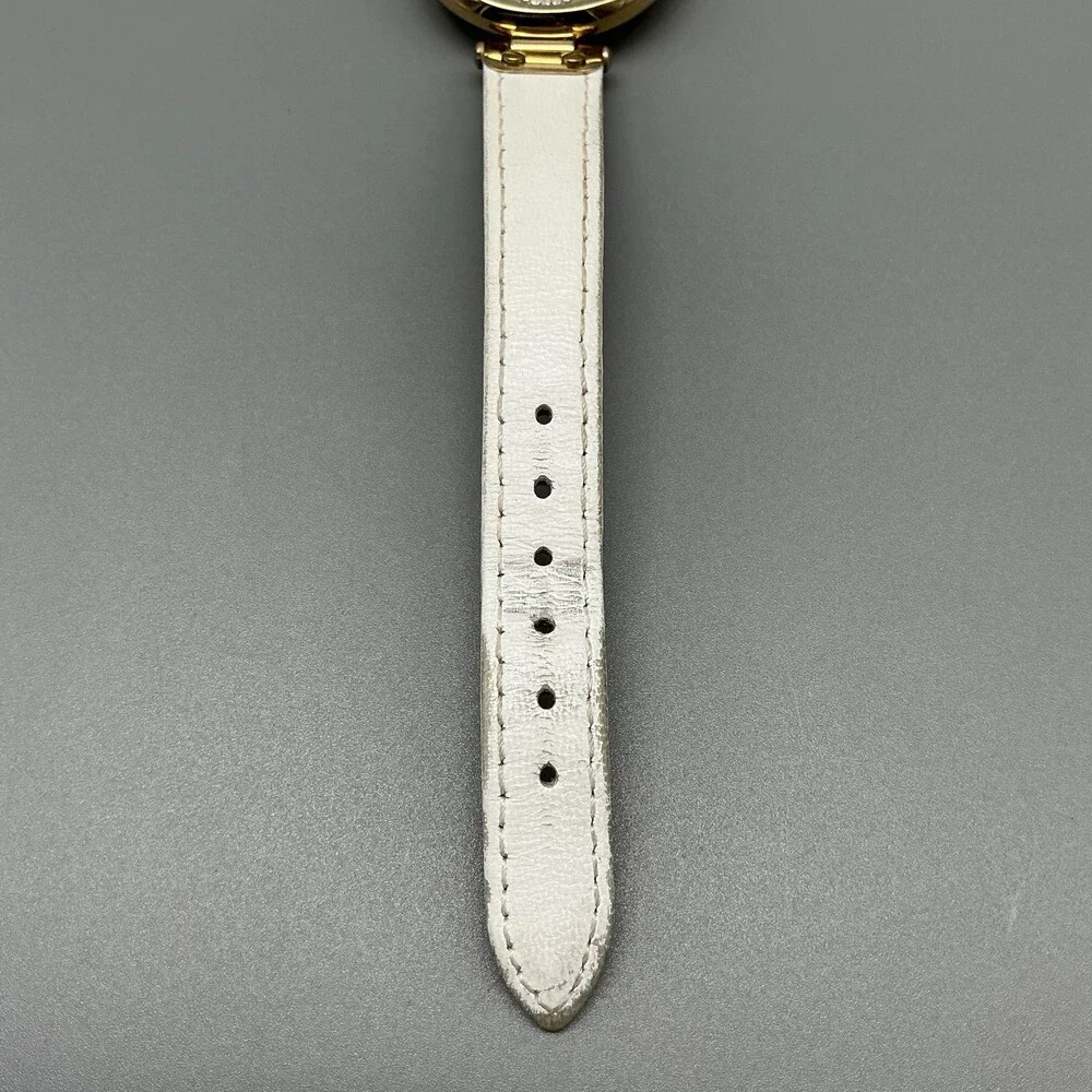 Anne Klein Womens Watch 34mm White Leather Gold Tone AK/3380 New Battery